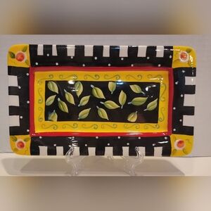 Colorful Rectangular 8.75"×5" Serving Tray by Joyce Shelton Tea Party Pre-owned